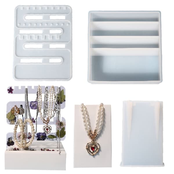 Molds Örhängen Organizer Smycken Display Stativ Form Molds Makeup Display Form för DIY Gjuthantverk null - A