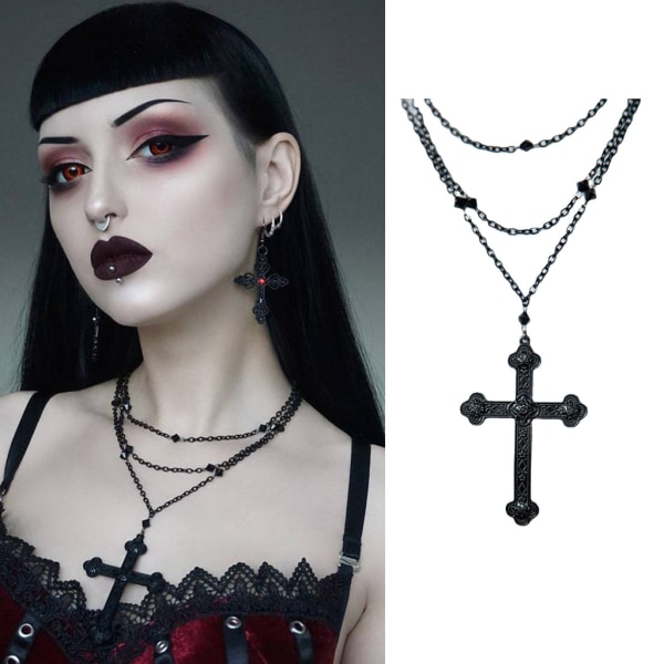 Korshängande Halsband Korshängande Halsband Gotiska Halsband Goth Smycken Festsmycken Dam Smycken Present för tjejer