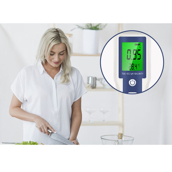 Bärbar PH-mätare 5-i-1 digital TDS-mätare Vattentestare med bakgrundsbelysning TDS/PH/ORP/EC/Temp-mätare med ATC- för akvarium