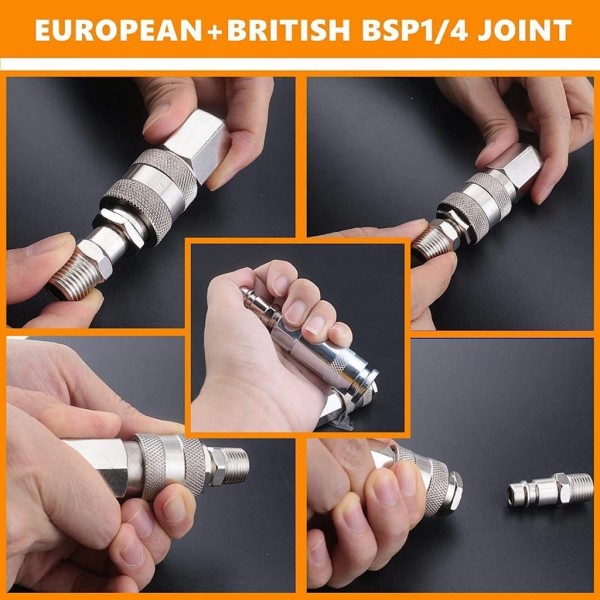 2 st Air Fitting Converter Adapter Euro & PCL Air Fitting Conversion Adapters Set 1/4 Inch BSP- Hane Euro till Hona