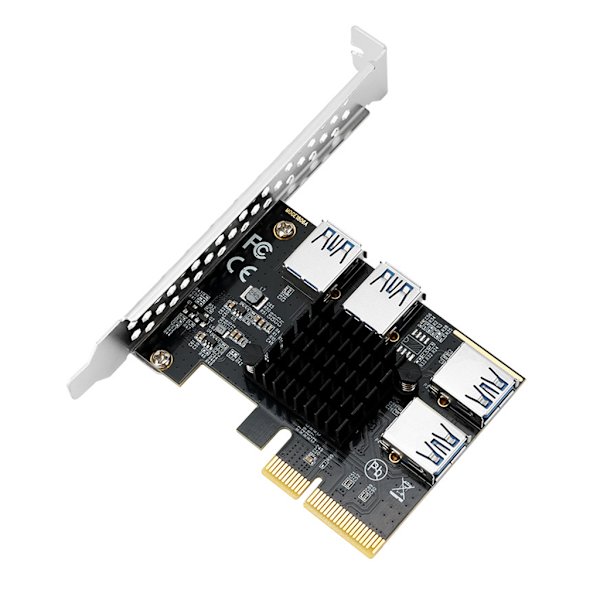 PCIe 1 til 4 Adapterkort USB 3.0 Multiplikator HUB PCI til Express PCIE Riserkort til Bitcoin Mining Miner