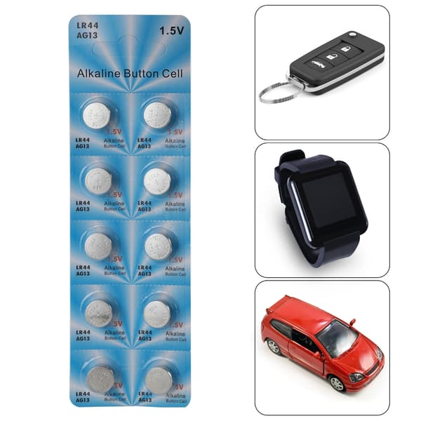 10 STK. Knappcellebatterier AG13 LR44 A76 357 357A LR1154 SR1154 SR44 1,5V