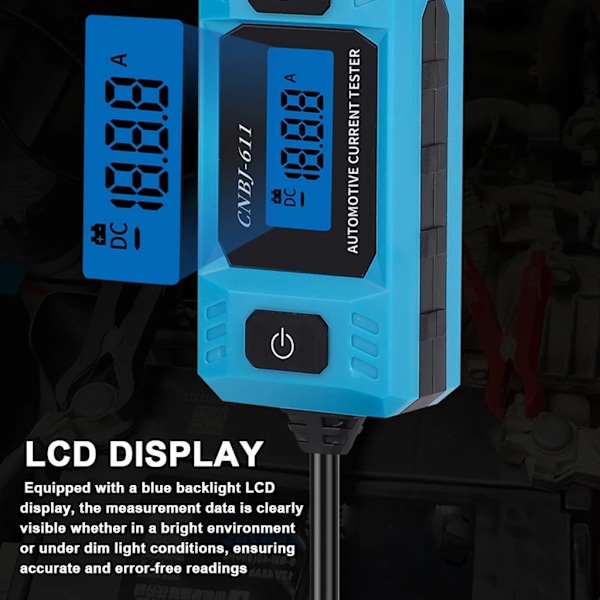 0,01A~19,99A Virrantestaaja LCD-näytöllä, testityökalu, diagnostiikkatyökalu