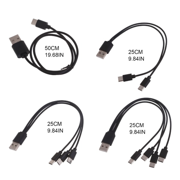Multi USB C splitterkabel 1/2/3/4 i 1 snabbladdningssladd med 1/2/3/4 Typ-C hanport för surfplatta One drag one