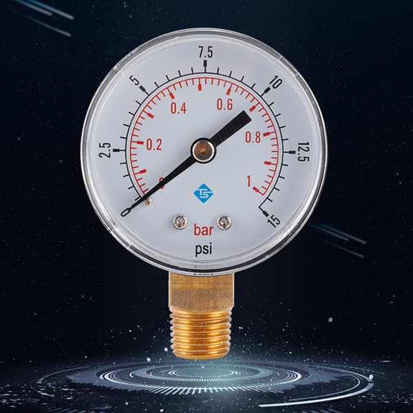 Trykmåler 0-15psi/0-1bar BSPT 1/4\" BSPT Gevind Mini Lavtryksmåler