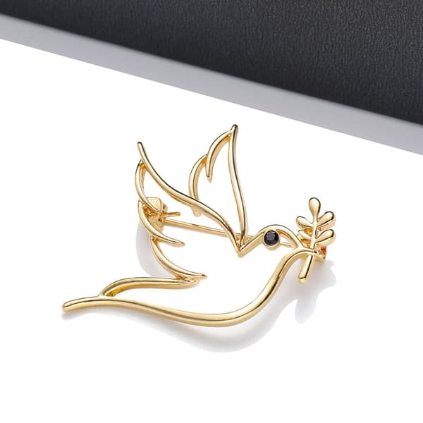 Elegant Gren Duer Broche Fredssymbol Legering Mode Nålemærke Tilbehør Silver
