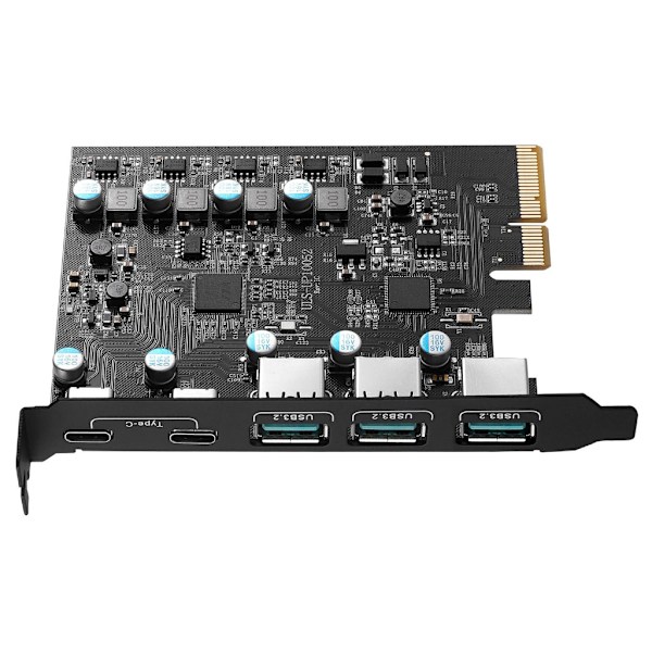 PCIe til USB 3.2 Gen 2 Udvidelseskort 20Gb Båndbredde 5-Port (3X USB-A -2X USB-C) Konverter PCIE Splitter til Windows 10/8