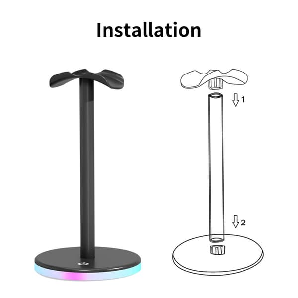 LED Hodetelefonstativ Headset Holder Øretelefonstativ Aluminiumsstøtte Headset