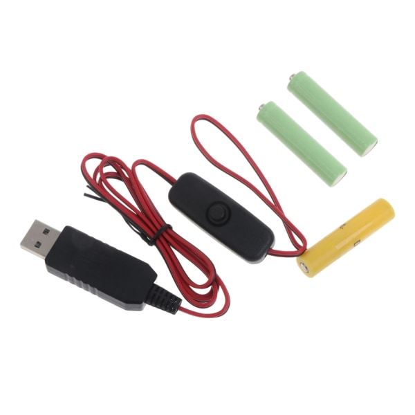 2 m Type-C/ USB till 4,5V AAA batterieliminatorkabel med strömbrytare och dummybatteri för LED-lampor Rakhyvlar Toy Radios USB model