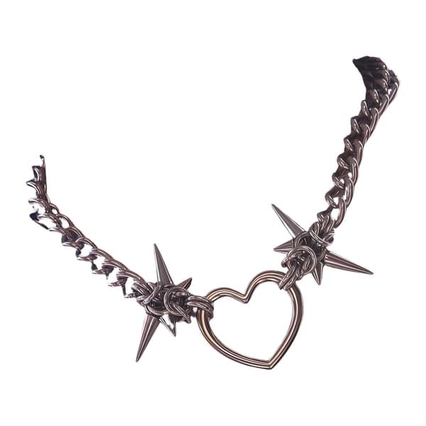 Trendy Punk Spiked Hjerte Vedhæng Halskæde Rustfrit Stål Unisex Smykker