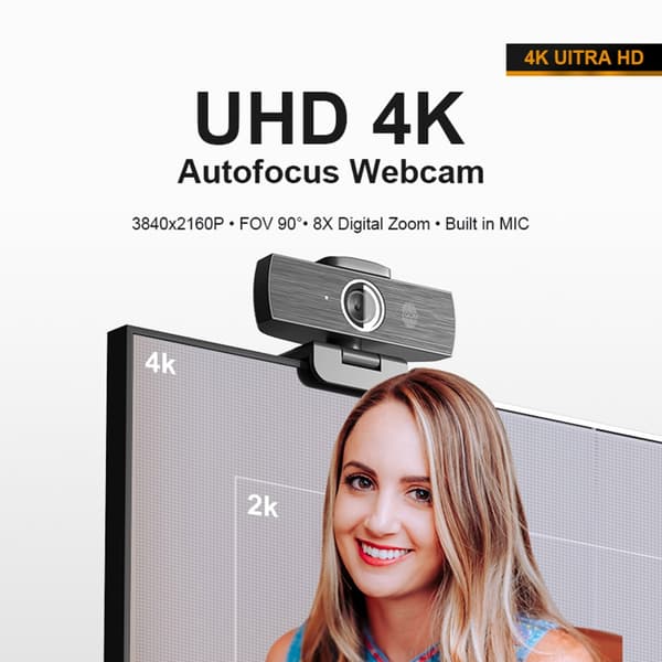 4K Webkamera Mini Kamera Webkamera Med Mikrofon Autofokus Webkamera for PC