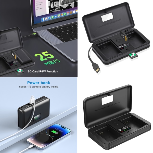 Multi kamera batteriladdningsbox Ladda USB laddning Lämplig för utomhusfotografering och resor