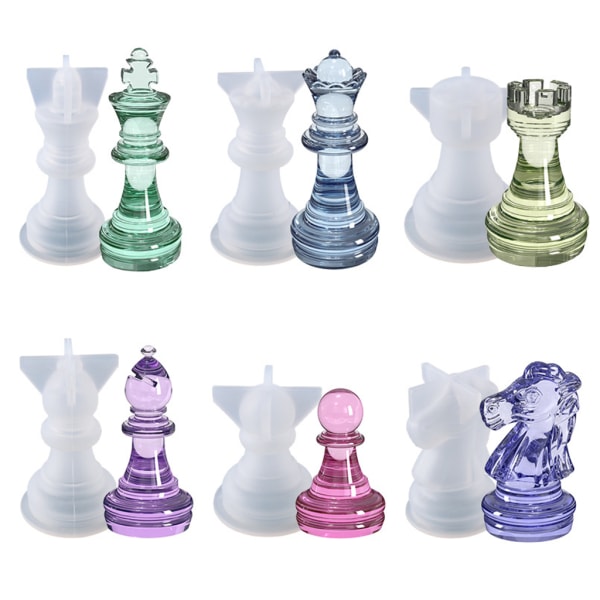6 st 3D Schack Form Handgjorda schackstycken Form UV Kristall Epoxiform Form Form DIY