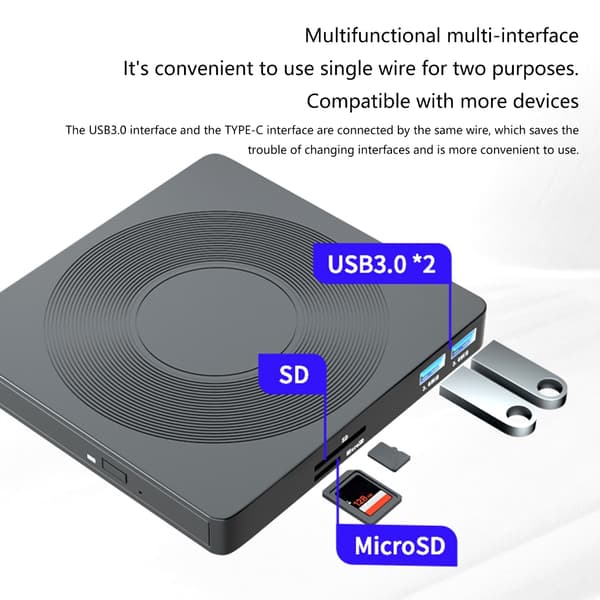 USB Power Disc Writer Reader Slim Ekstern stasjon for bærbar PC
