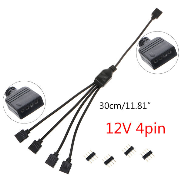 12V 4-stifts datormoderkortsförlängningskabel RGB-gränssnittskontakt Hub RGB splitterkabel för datorchassi A