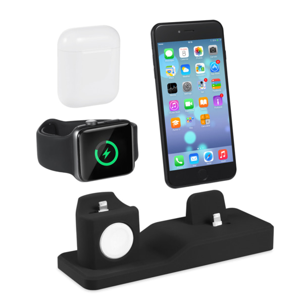 3 in1 Silikonhållare Dock för Apple Watch Kompatibel för telefon X XS XR MAX 6 7 8 för Airpods