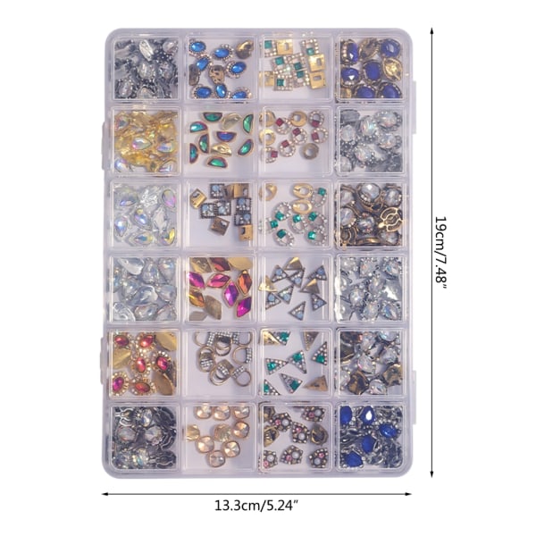 24-Grid Nail Art Charms Cross Nail Rhinestones Charms Multi-shape Nail Gems DIY Nail Art Dekoration Manikyr Tillbehör 13