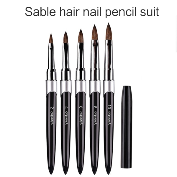 Nagel Akryl Pensel Sable Akryl Pensel UV Gel Carving Pen Borste Flytande Pulver DIY Nail Drawing Nail Art Borstar 4
