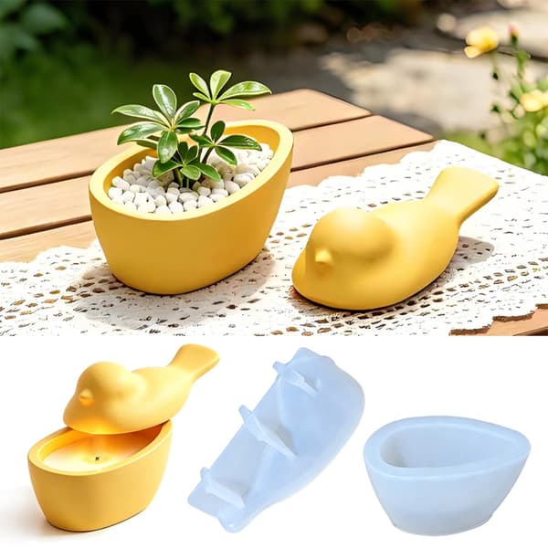 Solid silikonform for å lage nydelige fugletema-arrangementsbokser
