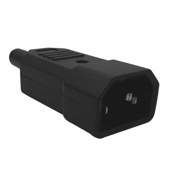 IEC C14 Hanstik Omløbelig Strømstik 3-benet IEC-C14 Stik Computer Strømkabel Adapter 10A 250V Sort Stik