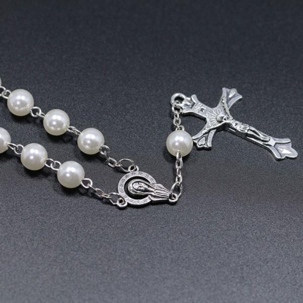 Pärlormband för flickor Silverfärg för korsberlock doppresenter flickarmband med pärlor Eleganta smycken Födelsedag B