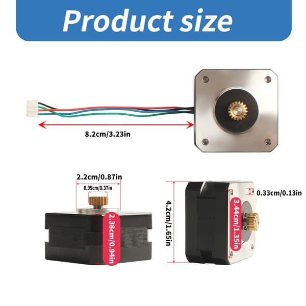 Ekstrudermotor for Neptune 3 Plus sirkulær stegmotor flat aksel