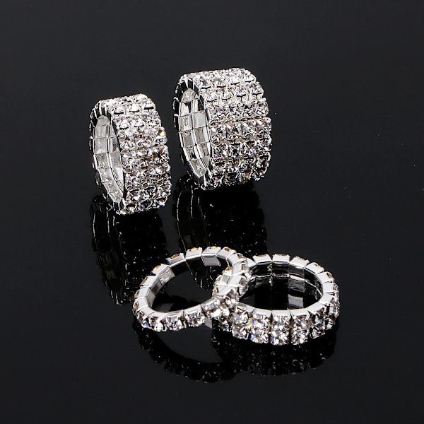 Elastisk ring Fashionabla Stretch Kristall Inläggningar Finger Ringar Unik Förlovning Bröllopslöfte Knuckle Ring Smycken Present null - 4 rows