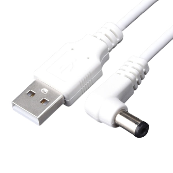 Slitstark USB till DC5,5x2,5mm laddningskabel Pålitlig sladd 1M för bildskärmar Högtalare Elektronikenheter Black Straight head