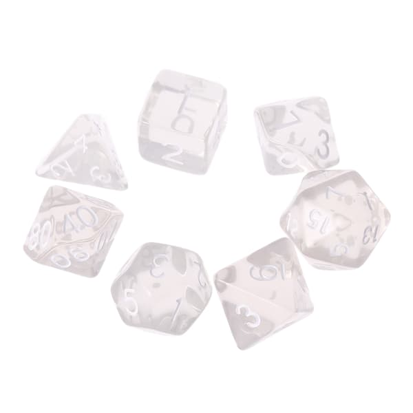 Sett med 7-sidige polyedriske terninger for RPG DND D&D D4-D20 Klar