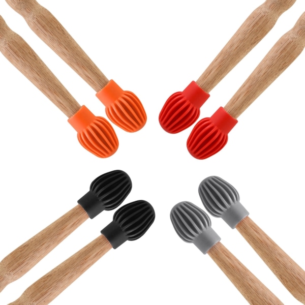 2 delar Drum Mute Drumstick Silent Tip Silent Drumstick Övningstips Mute Replacement Musikinstrumenttillbehör Orange