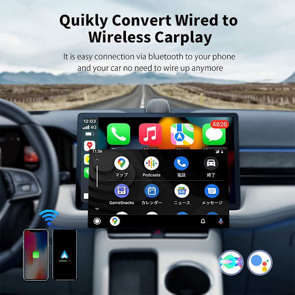 Automatisk modul trådlös CarPlay - för bilskärm stöder trådbunden USB-multimediaspelare