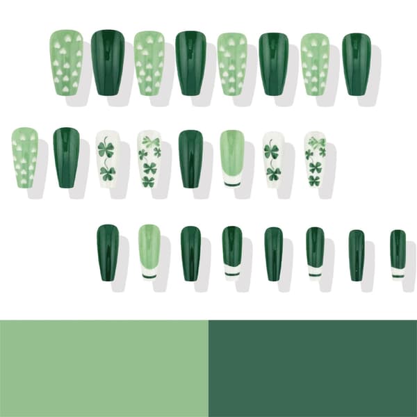 Patrick's Day Press on Nail Medium Shamrock French Style Ballet False Nail