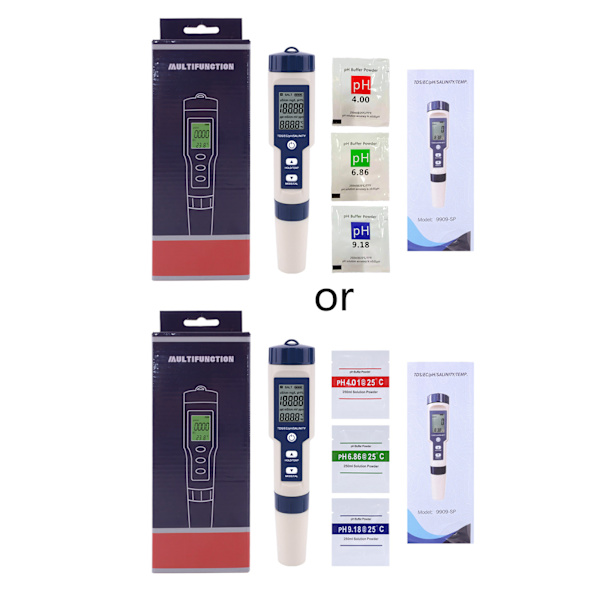 Professionel Digital Vandtester 5 I 1 PH/TDS/EC/Salinitet/Temperatur Tester Pen Vandtæt Multifunktionsmåler