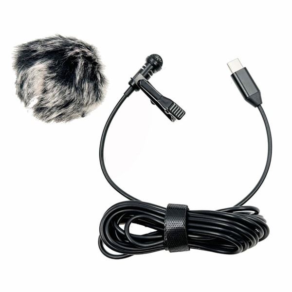 Typ C Lavalier Lapel Microphone Clip On Mic Högkänslig Lapel Mic med klart ljud för inspelning och podcasting C