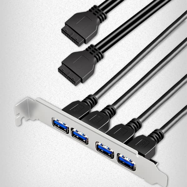 19/20Pin 4 Port USB 3.0 Bagpanel Udvidelsesbeslag Header Kabel til PC