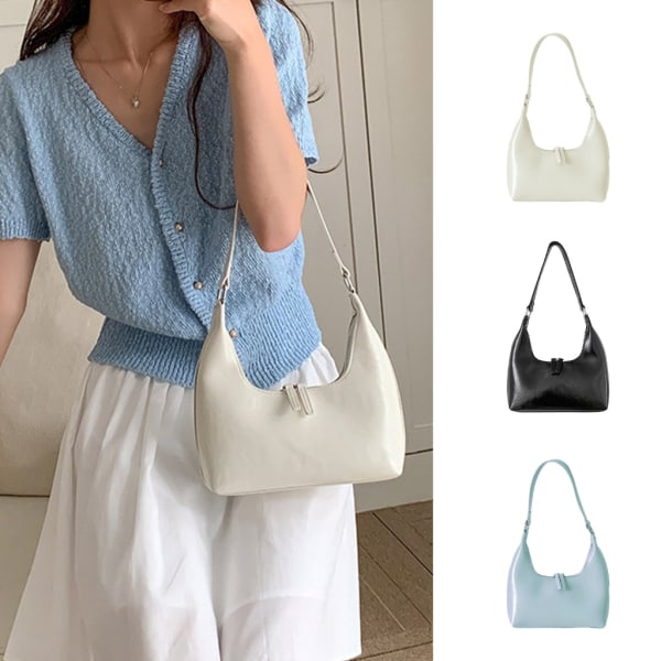 Damväska Dragkedja Små handväskor Dammode Axelväska PU Läder Casual Bag Underarmsväska Silver