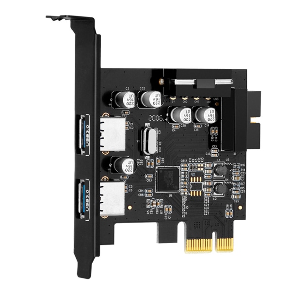 PCI-E till 2-portar USB 3.0 expansionskort PCI för Express Desktop External Controller Adapterkort med 19-stifts power