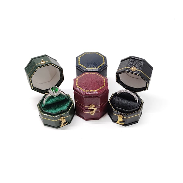 PU Läder Ring Box Lyx Smycken Ring Boxar Smycken Förvaring för Case för Förlovning Förlovning Bröllop Bröllopsdag Red