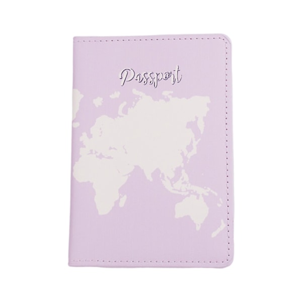 Mode PU-läder Cover för kvinnor Män Älskarpar Affärskort Pass Kreditkortshållare plånbok Light Purple Map