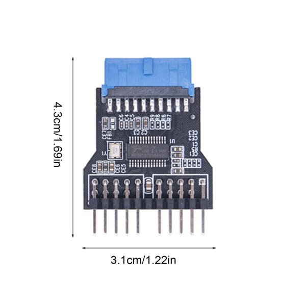 Desktop USB2.0 19-pin til to USB2.0 9-pin header-adapter for integrasjon