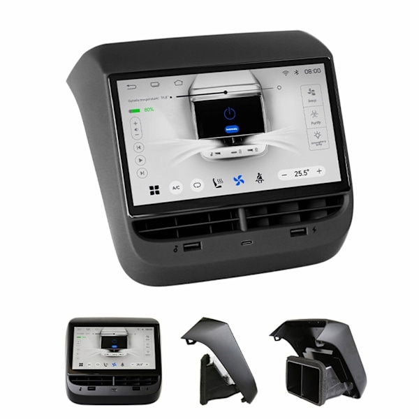 Takaistuimen viihdejärjestelmän AC-paneeli 7 tuuman näytöllä ja langattomalla Carplay-toiminnolla