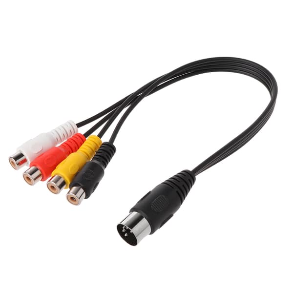 30CM 5-pin hann DIN-plugg til 4 RCA Phono hunnplugger lydkabel ledningstilkobling