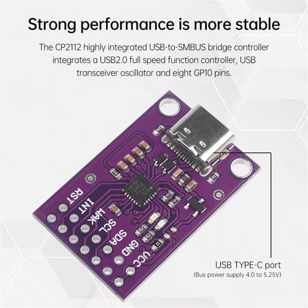 CP2112 Debug Board USB til SMBus Kommunikasjonsmodul Evalueringssett Sensorer