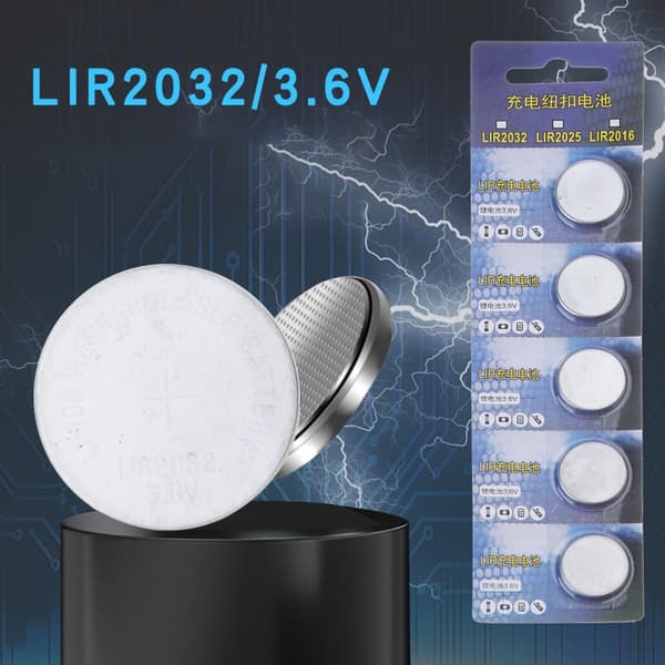 5 stk. LIR2032 Batterier Oppladbare Knappcellebatterier For Klokker Og Gadgets