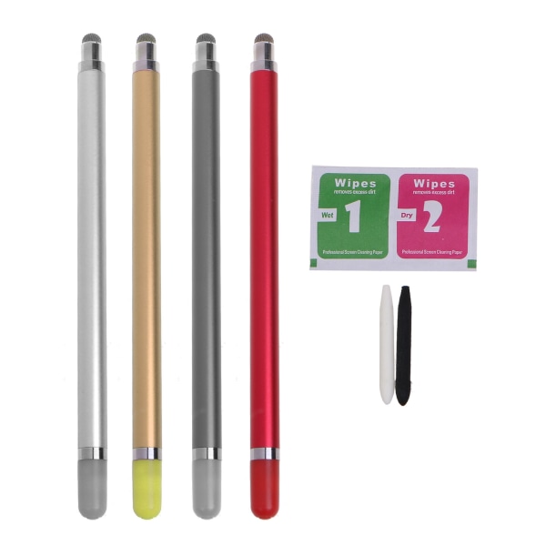 2 i 1 kapacitiv Stylus Pen Fiberspets & trasa för huvud Hög känslighet och precision Universal för pekskärmar Drawi Red