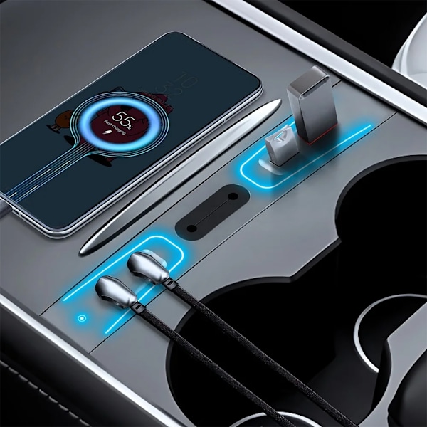 USB-keskitin 27W tiedonsiirtoadapteri telakointiasema auto 3/Y keskikonsoliin