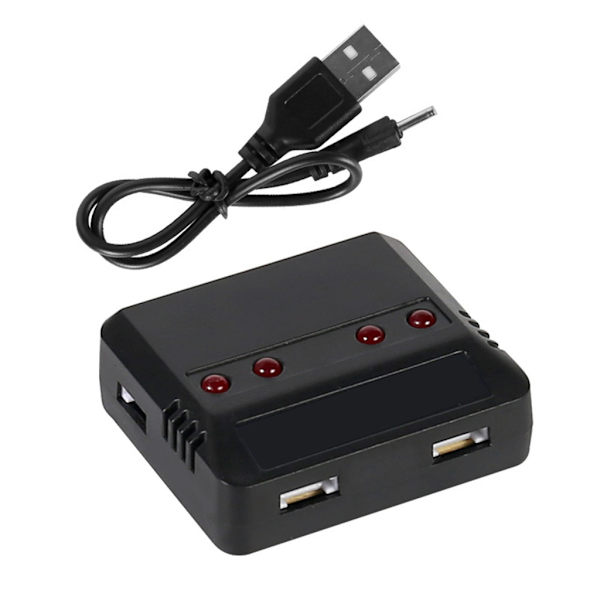 3.7V Lipo Batteri 4 i 1 Oplader USB til E010 H31 Hubsan X4 Syma X5SW X5C X5HW X5UW/UDI RC Quadcopter m/RC LED Indikator