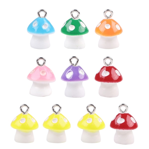 6 st/10 st Ins Tecknad Harts Liten Svamp Hänge Gör-det-själv Handgjort Armband Örhänge Pärlsmycken Nyckelring Hänge