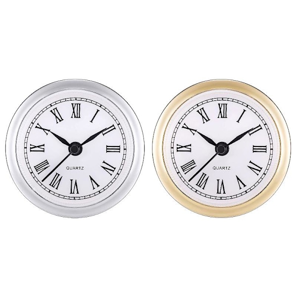 Mini Clock Insert 2,4 tum 61 mm rund kvartsklocka Fit-up rörelse miniatyr Gold