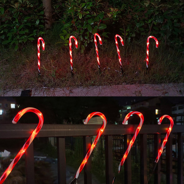 Led Christmas Candy Cane Lights Set Solpanel eller batteridriven Stake Light null - Battery case